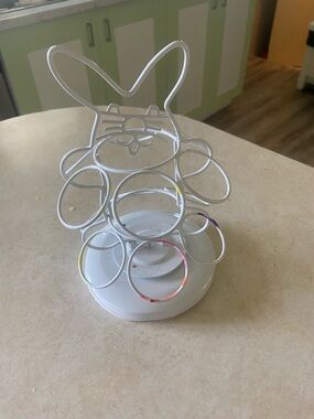White Bunny-Shaped Easter Egg Holder Decor